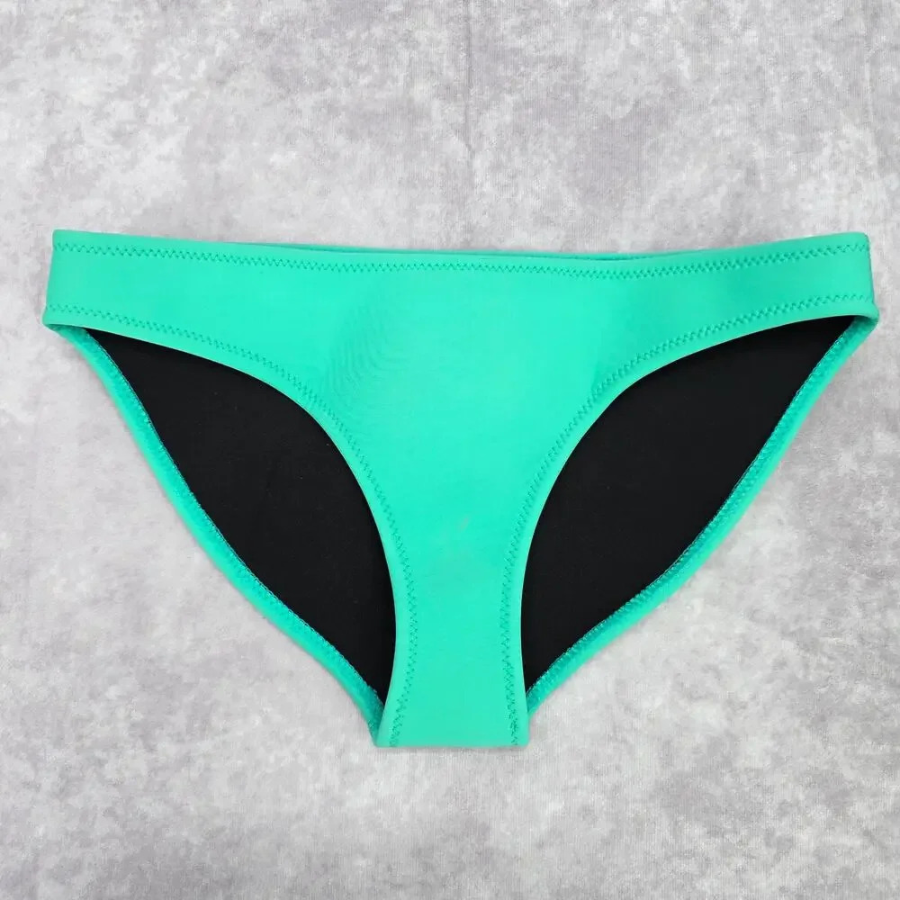 Green Black Medium Cheeky Rash Guard Bikini Bottom Swimwear